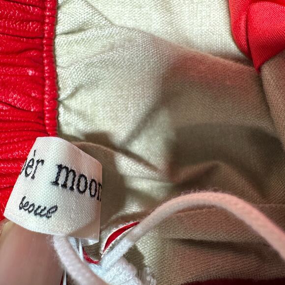 Paper Moon Seoul Women's Wide Leg Pants Vegan Leather NWT L Hot Red 26x28 - Picture 9 of 11